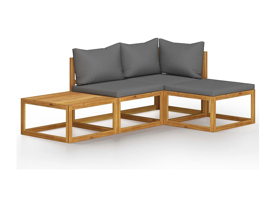 Set Divani da Giardino 4 pz con Cuscini in Massello di Acacia