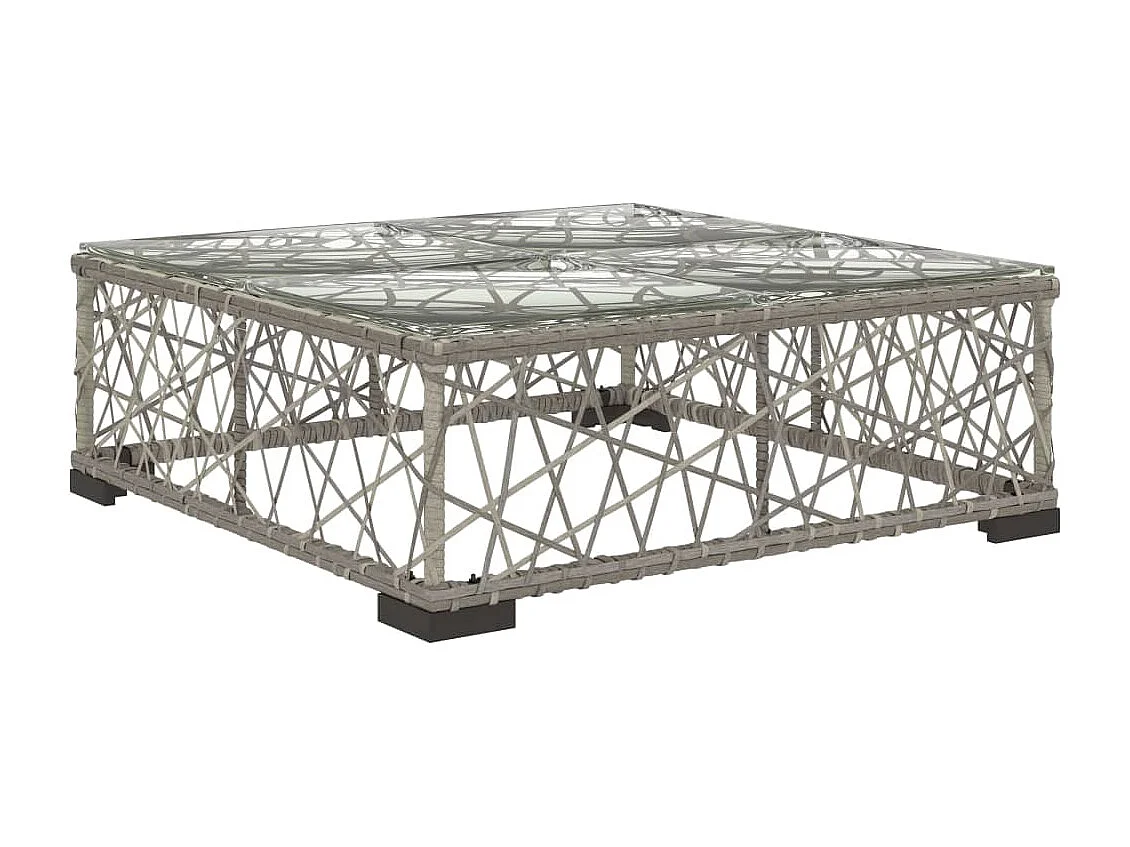 Salon de jardin 8 pcs avec coussins résine tressée gris