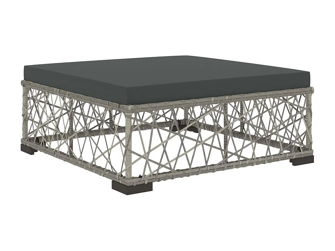 Salon de jardin 8 pcs avec coussins résine tressée gris