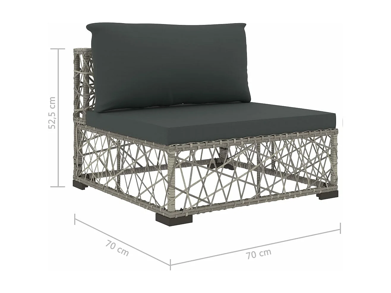 Salon de jardin 8 pcs avec coussins résine tressée gris