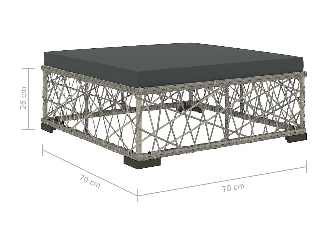 Salon de jardin 8 pcs avec coussins résine tressée gris