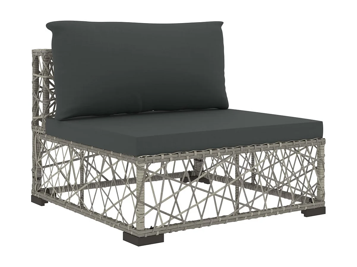 8-tlg. Garten-Lounge-Set mit Auflagen Poly Rattan Grau