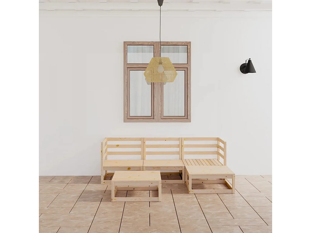 Salon de jardin 5 pcs Bois de pin massif