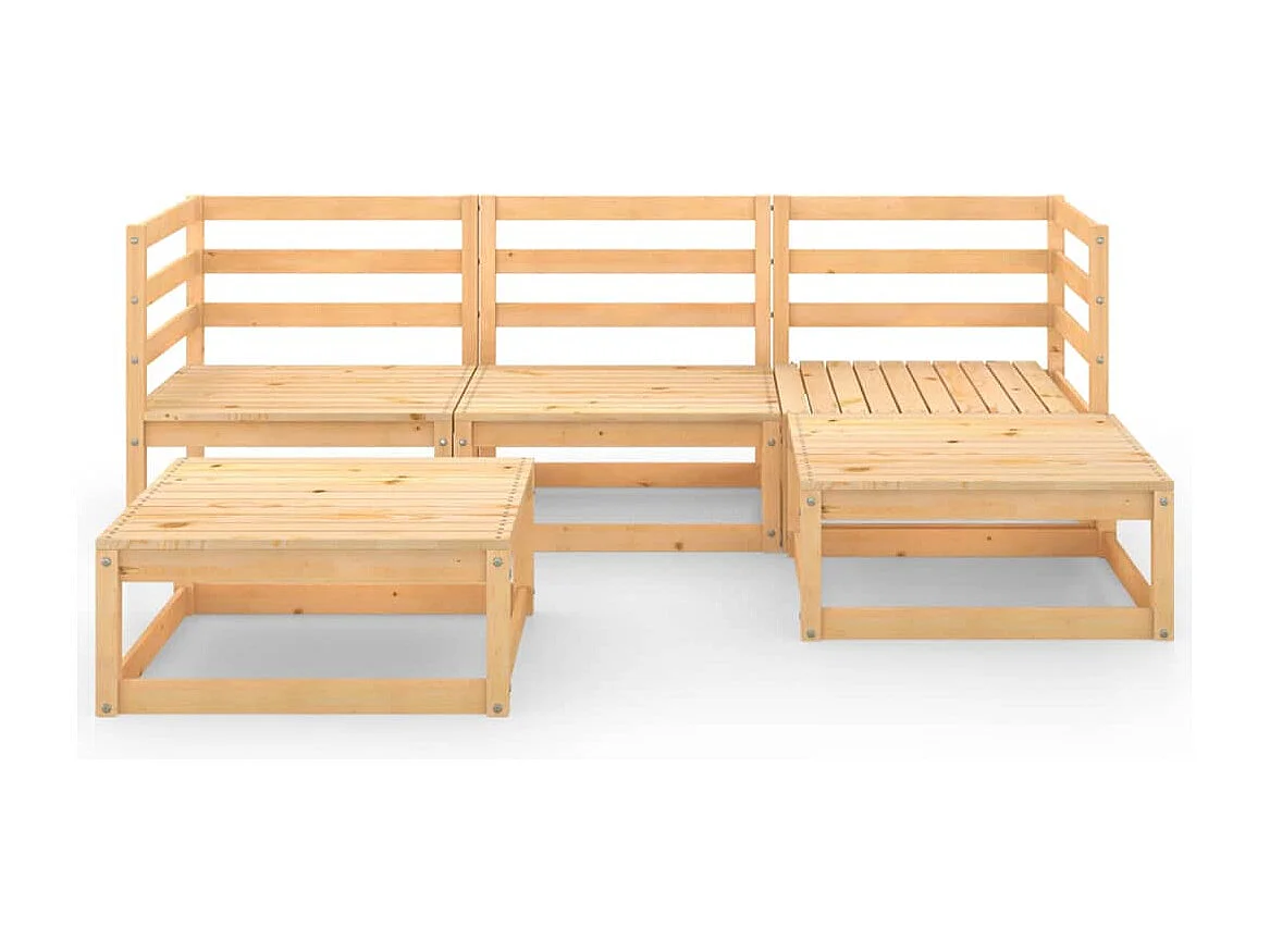 Salon de jardin 5 pcs Bois de pin massif