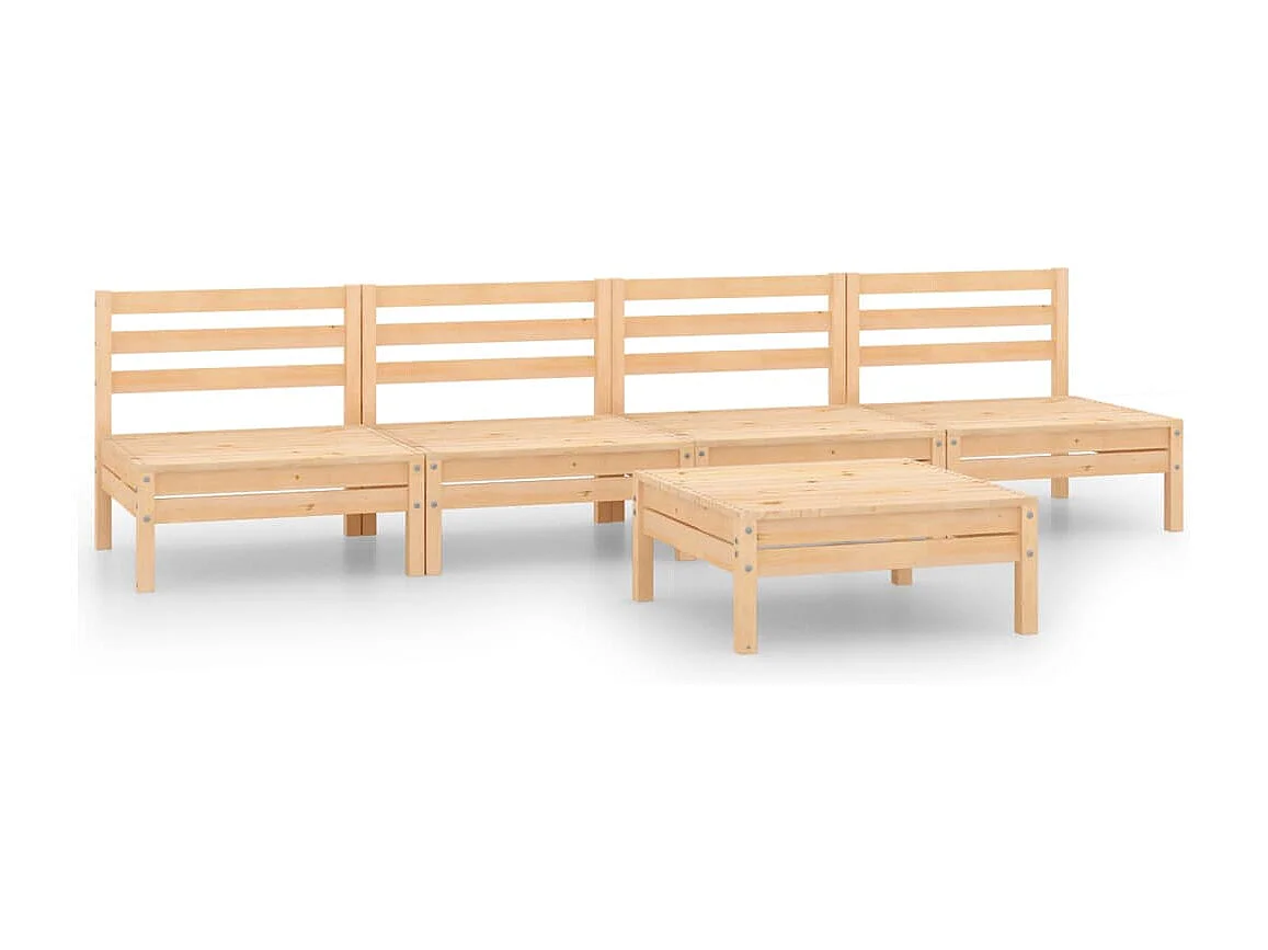 5-tlg. Garten-Lounge-Set Kiefer Massivholz