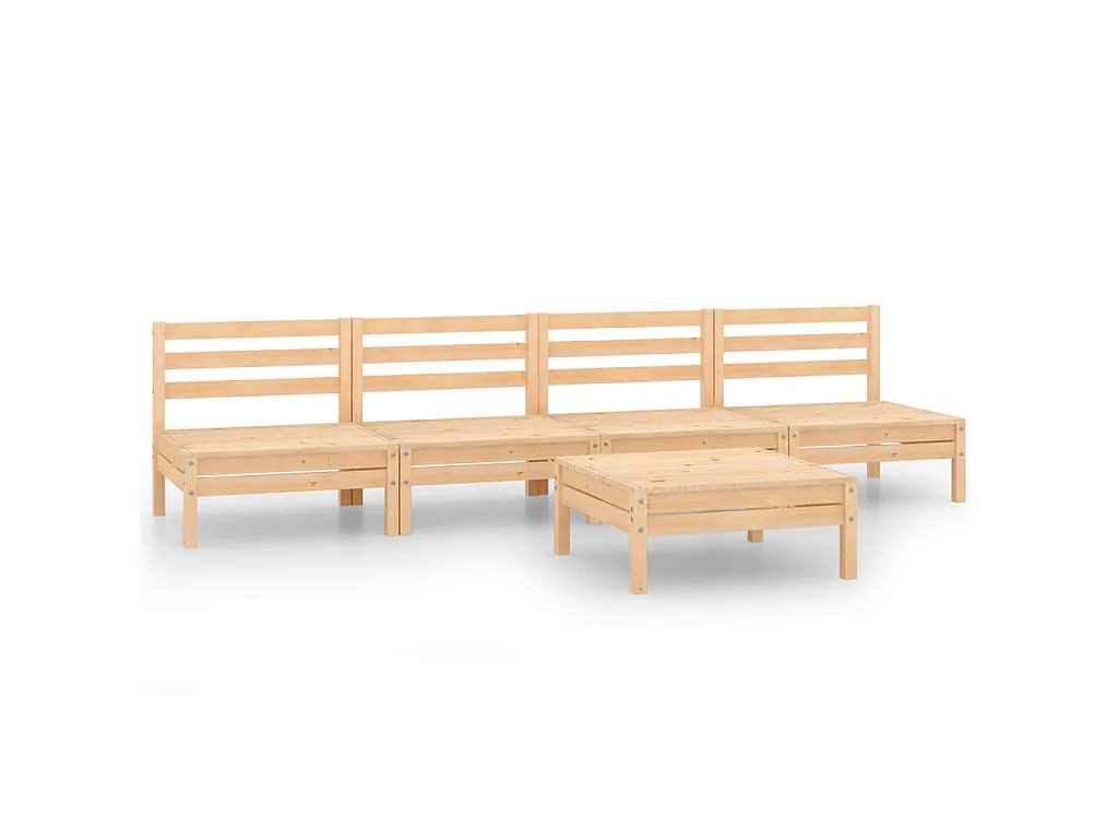 Set Divani da Giardino 5 pz in Legno Massello di Pino
