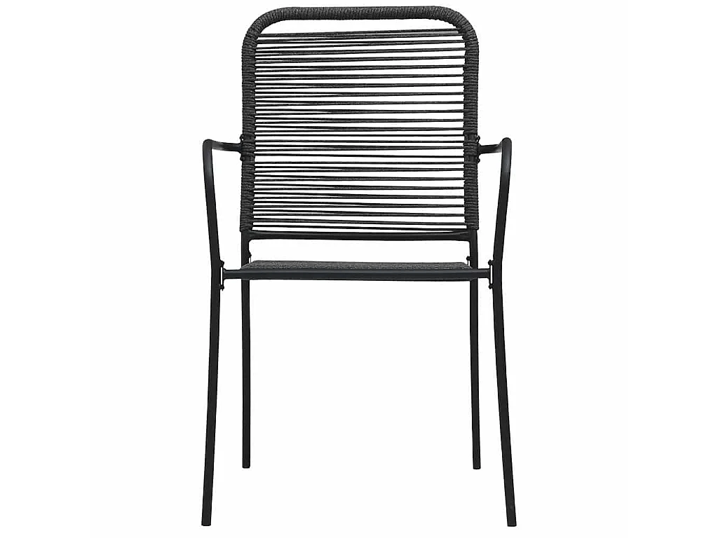 Ensemble à manger de jardin 5 pcs Corde en coton et acier Noir