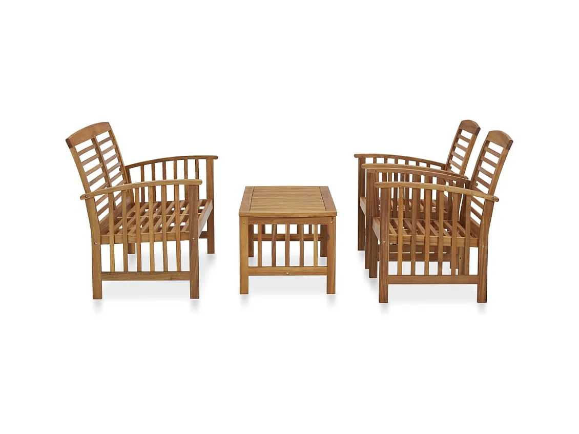 Set Divani da Giardino 4 pz in Legno Massello di Acacia