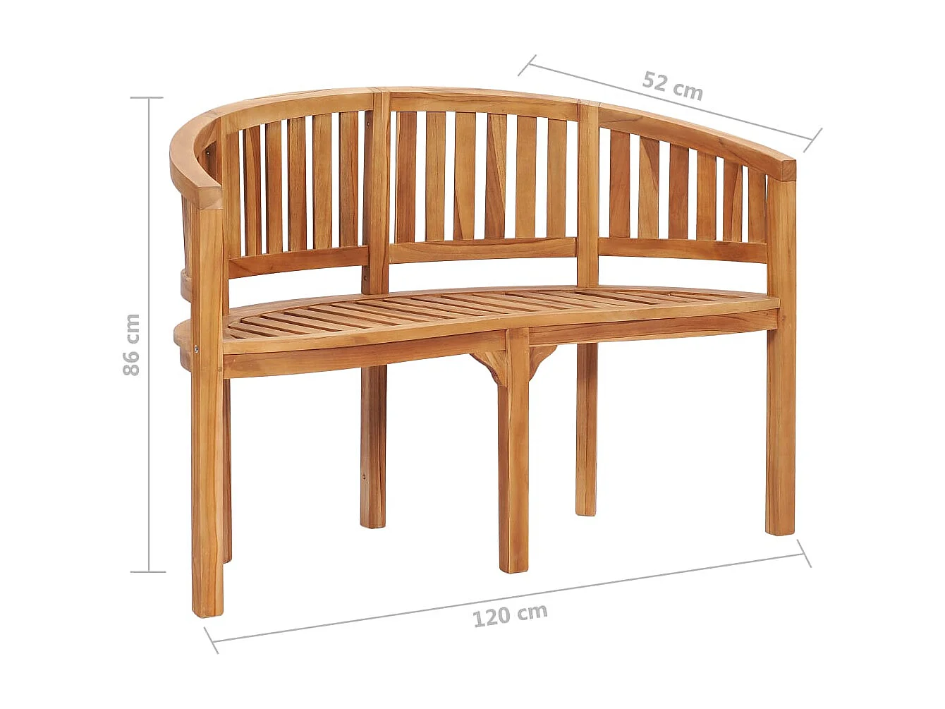 Salon de jardin 3 pcs en forme de banane Bois de teck solide