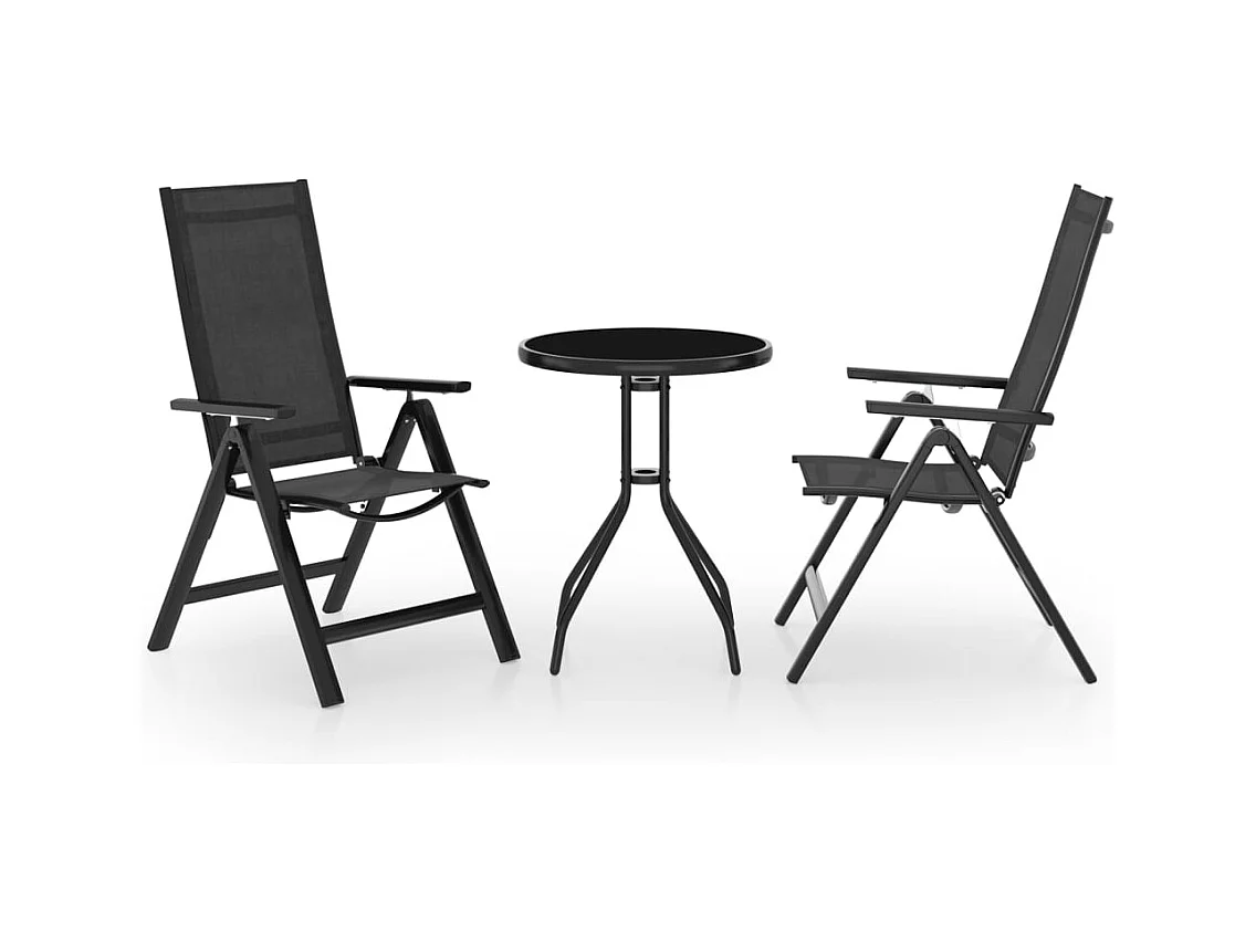 Ensemble de bistro 3 pcs noir et anthracite
