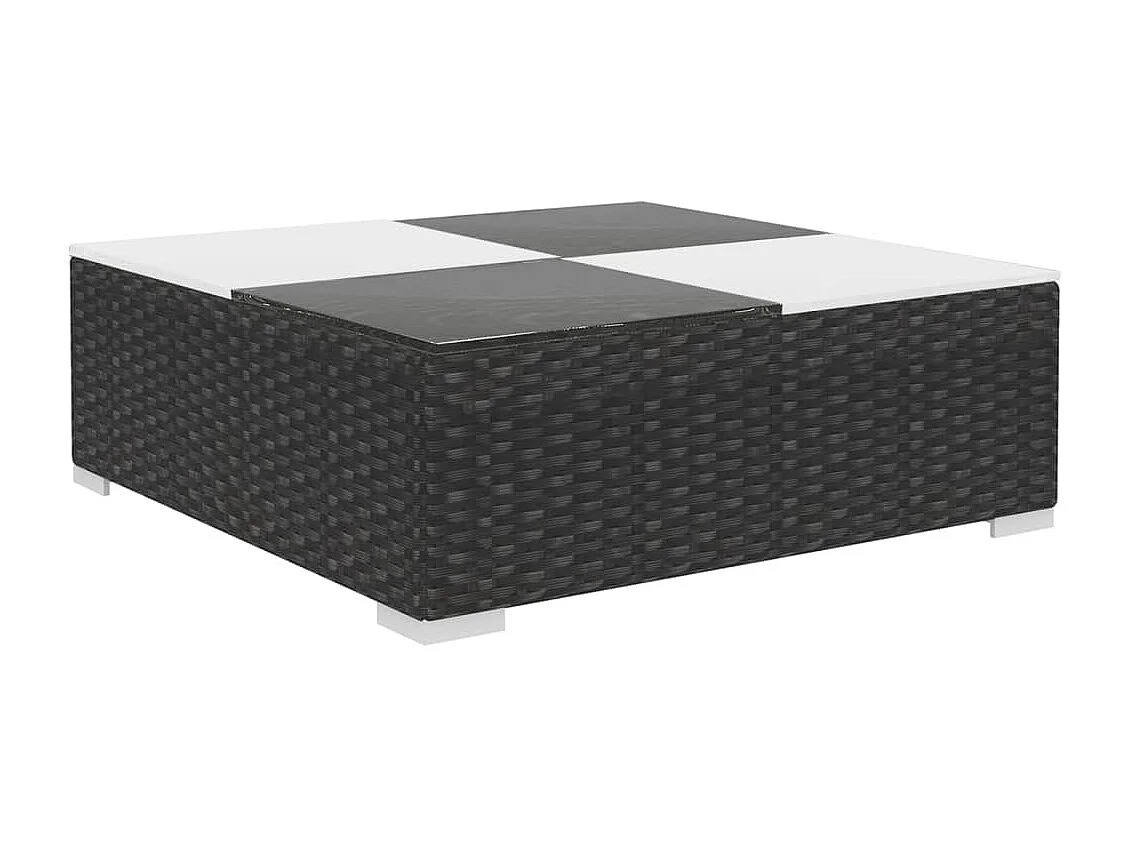 Salon de jardin 6 pcs avec coussins résine tressée noir