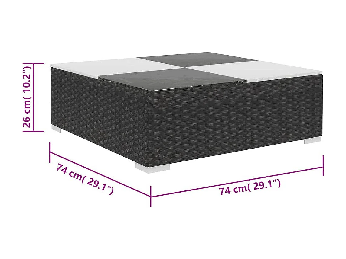 Set Divani da Giardino 6 pz con Cuscini in Polyrattan Nero