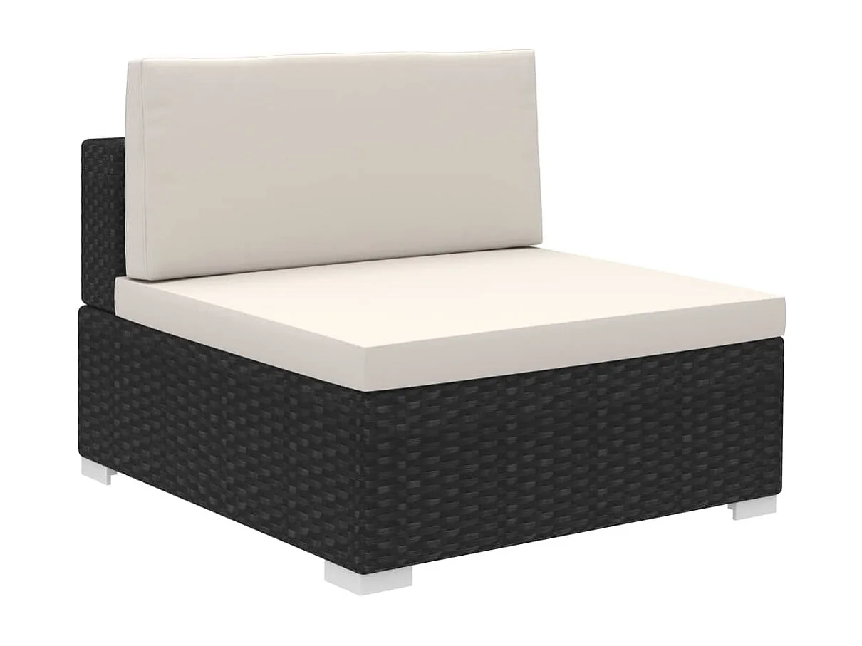 Set Divani da Giardino 6 pz con Cuscini in Polyrattan Nero