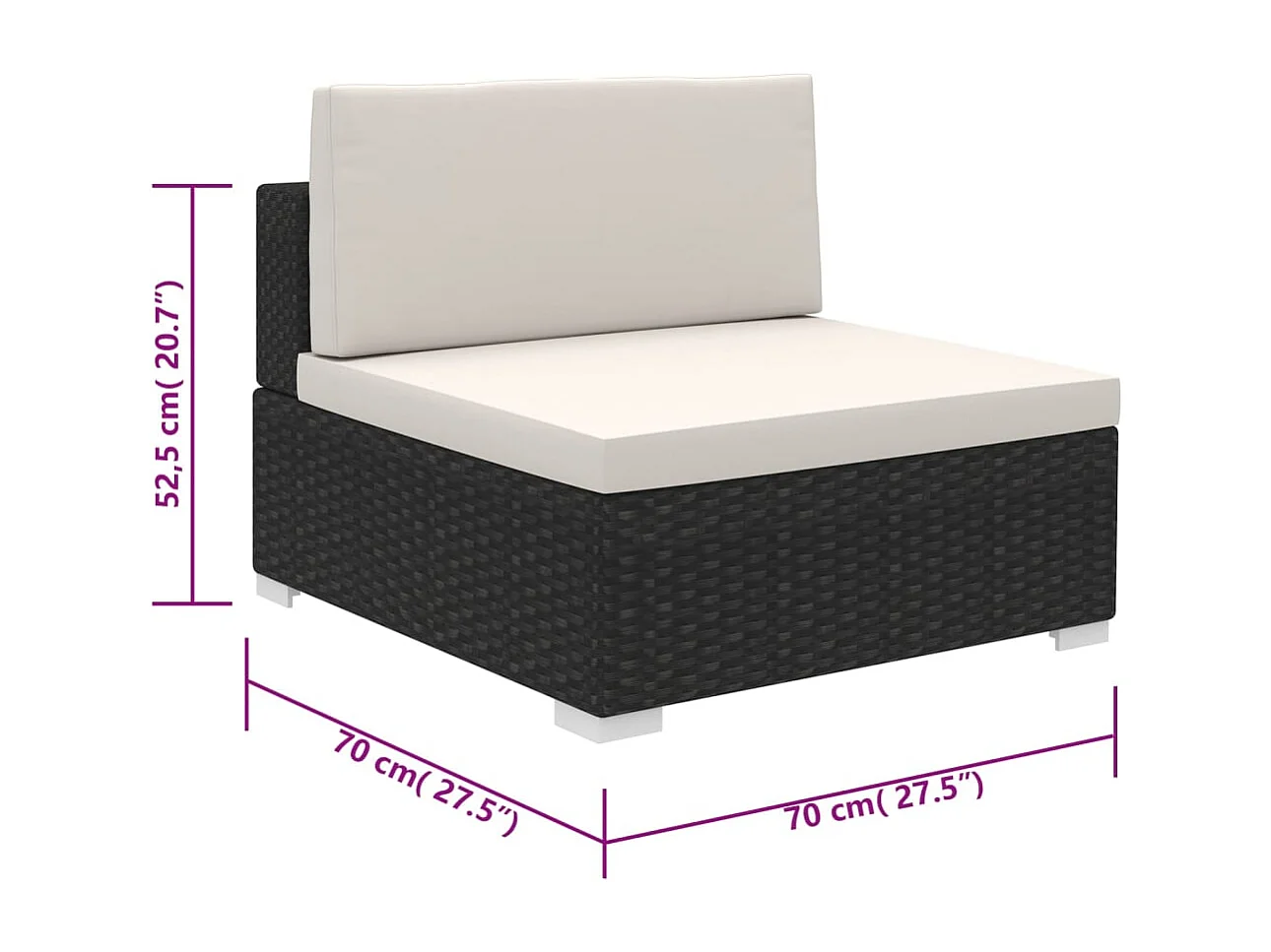 Set Divani da Giardino 6 pz con Cuscini in Polyrattan Nero