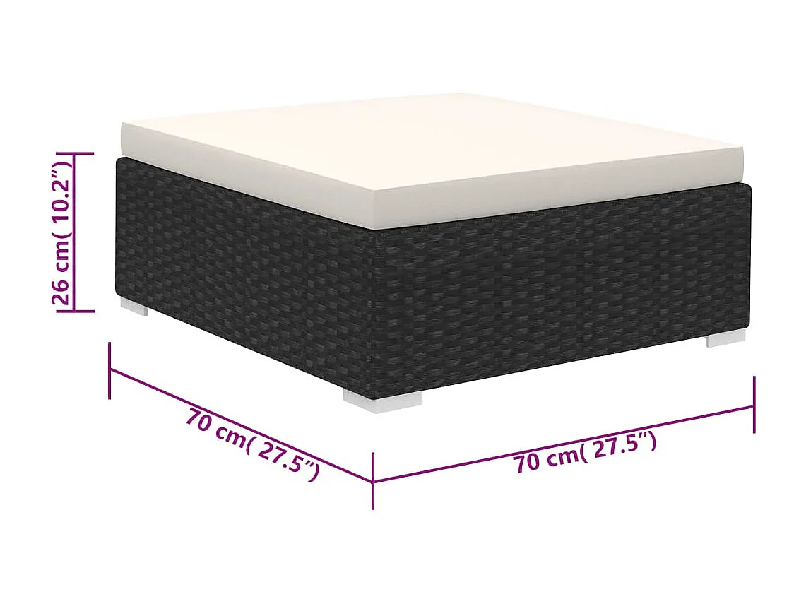 Set Divani da Giardino 6 pz con Cuscini in Polyrattan Nero
