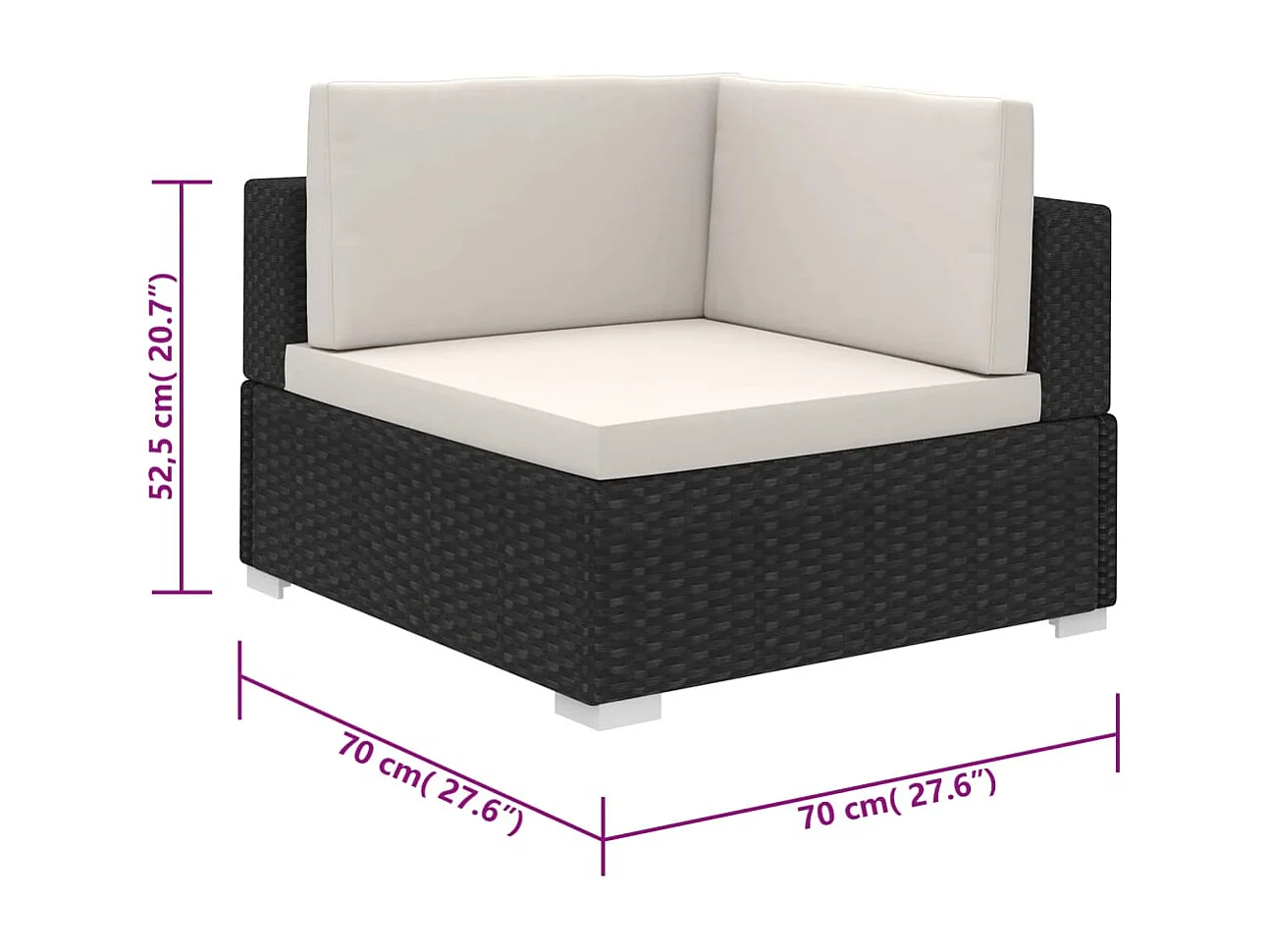 Set Divani da Giardino 6 pz con Cuscini in Polyrattan Nero