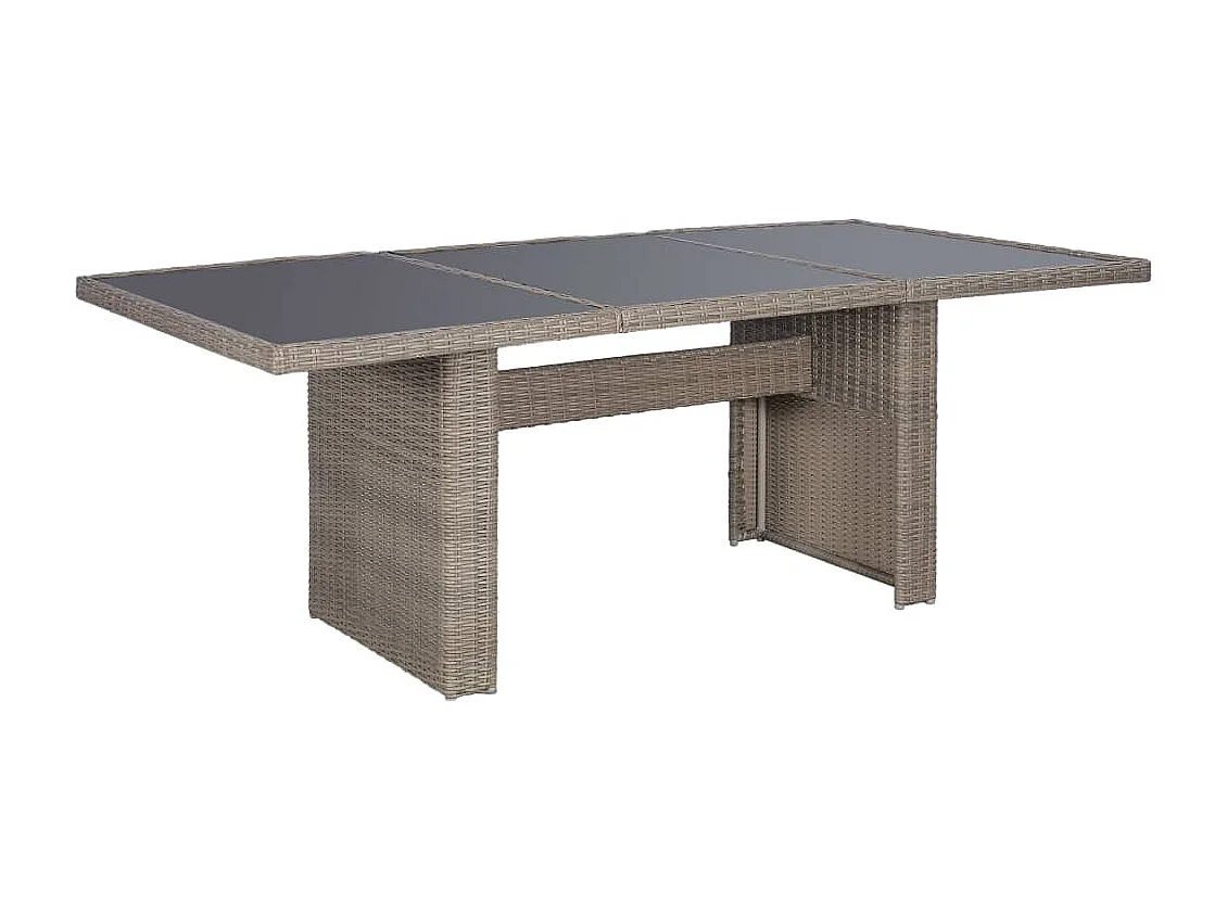 7 pcs conjunto de jantar para exterior vime PE castanho