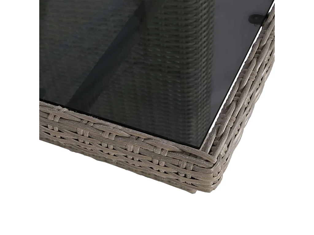 7 pcs conjunto de jantar para exterior vime PE castanho