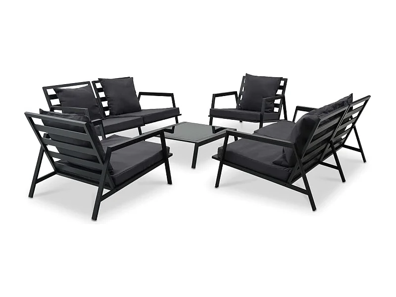 Set Divani da Giardino 5 pz con Cuscini Alluminio Grigio Scuro