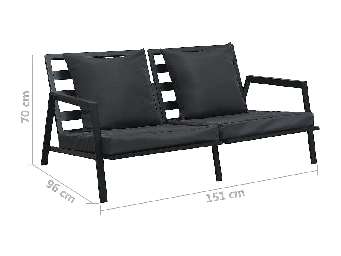 Set Divani da Giardino 5 pz con Cuscini Alluminio Grigio Scuro