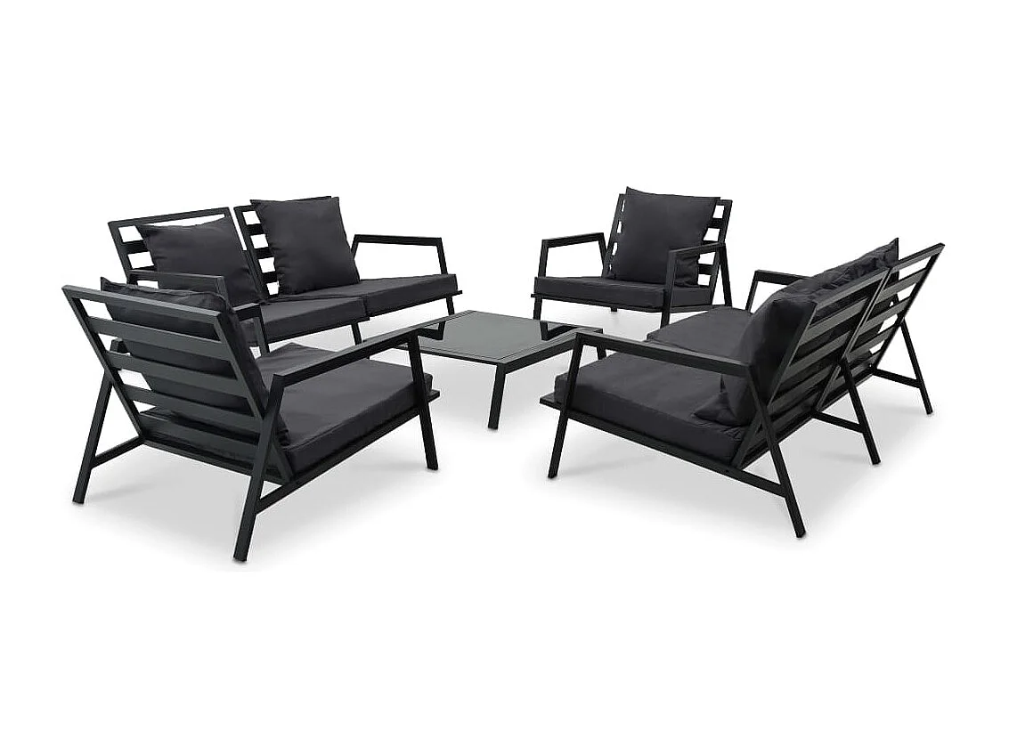 Salon de jardin 5 pcs avec coussins Aluminium Gris foncé