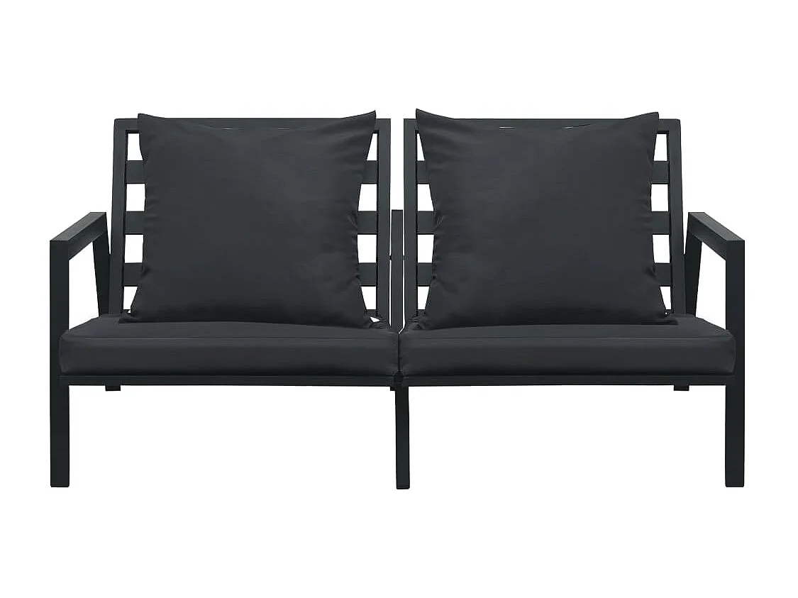 Salon de jardin 5 pcs avec coussins Aluminium Gris foncé