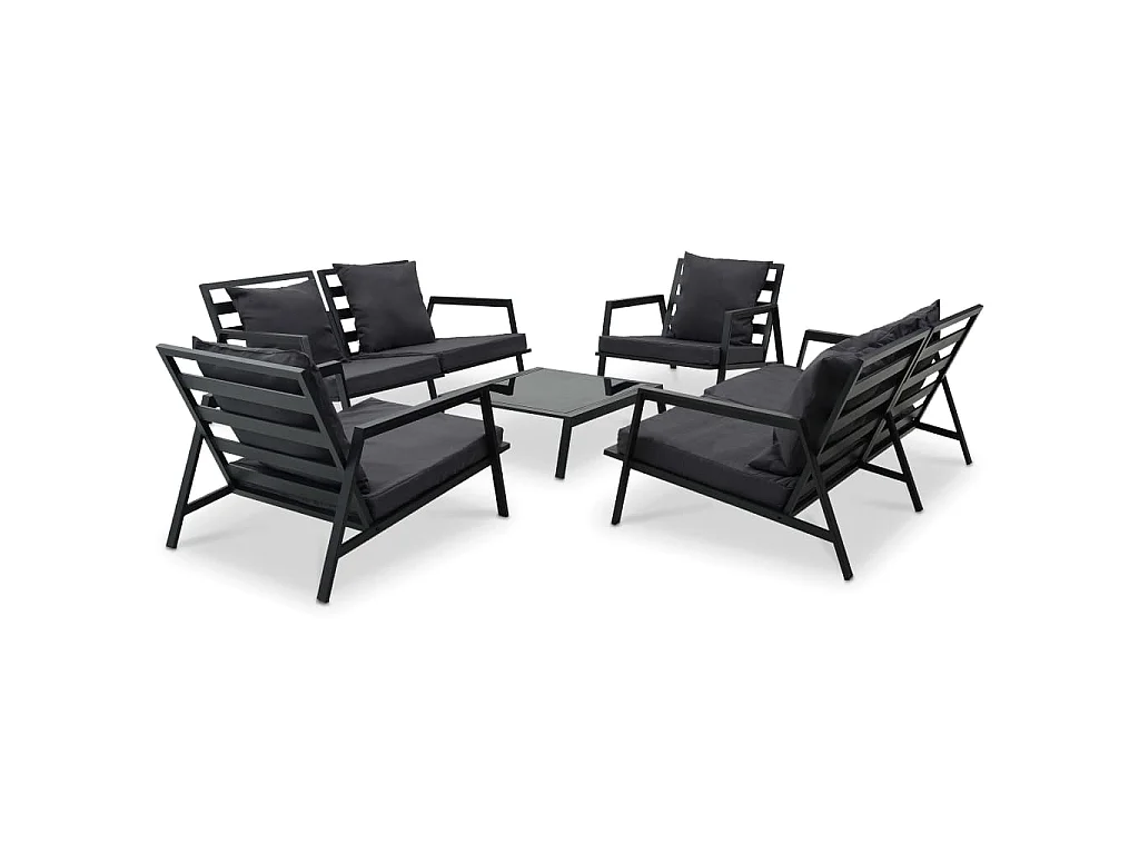 5-delige Loungeset met kussens aluminium donkergrijs