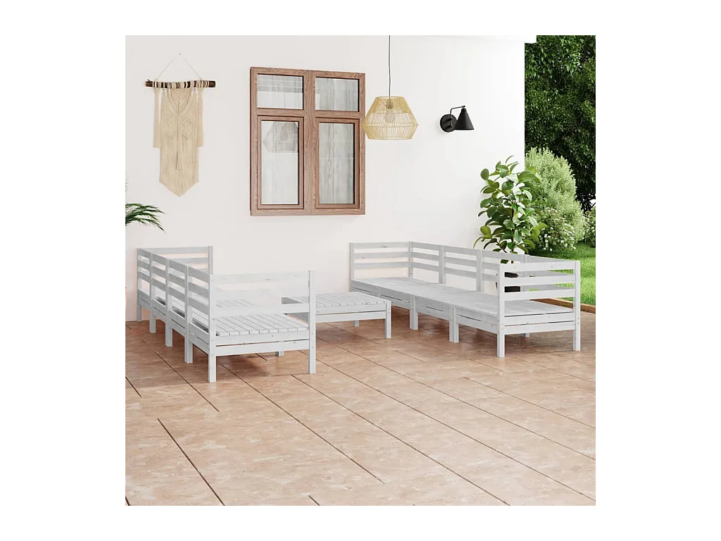 9-delige Loungeset massief grenenhout wit