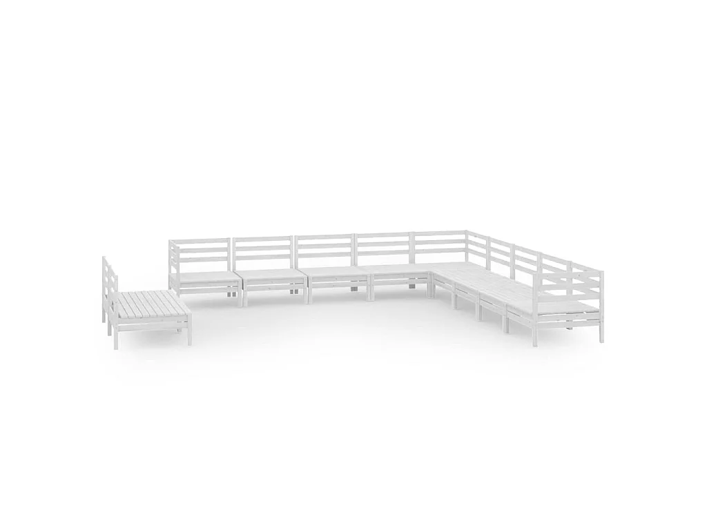 11-tlg. Garten-Lounge-Set Massivholz Kiefer Weiß