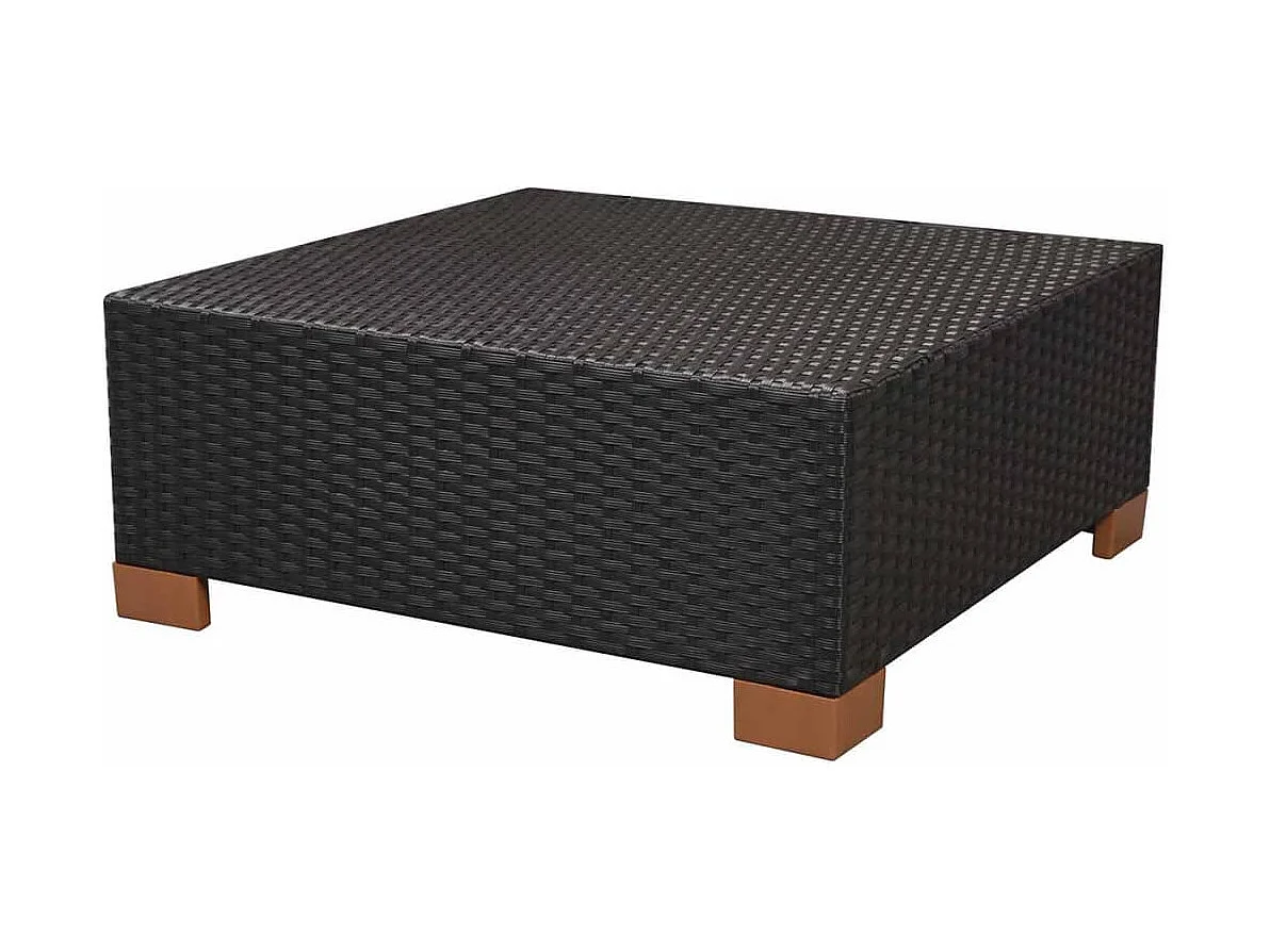 Salon de jardin 8 pcs avec coussins résine tressée noir