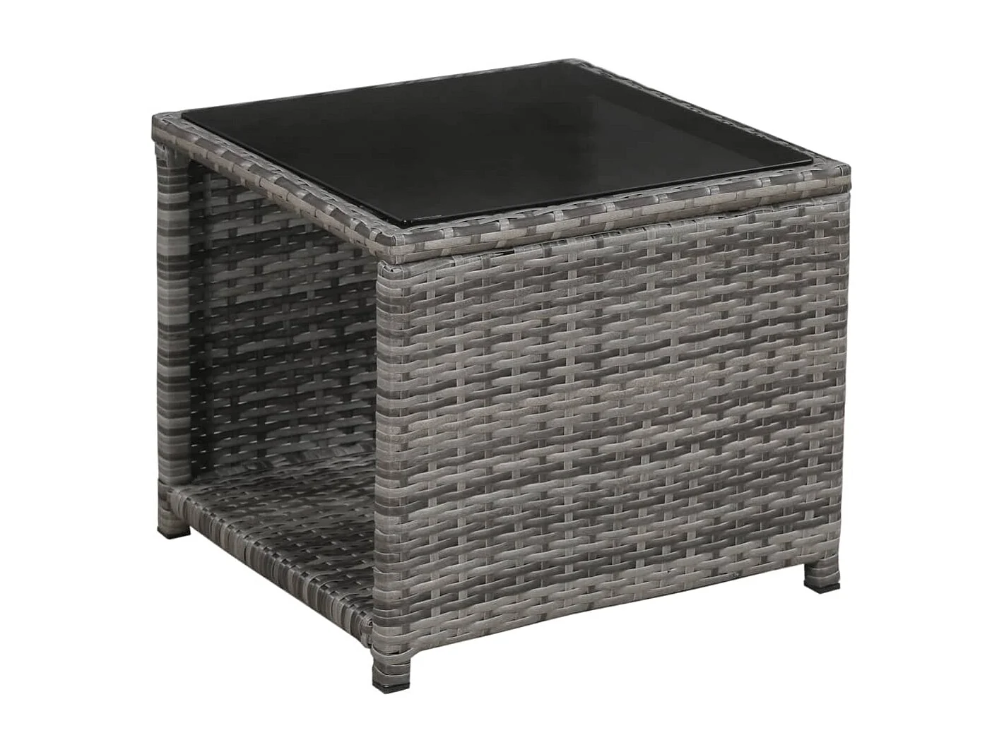 3-tlg. Bistro-Set mit Auflagen Poly Rattan Grau
