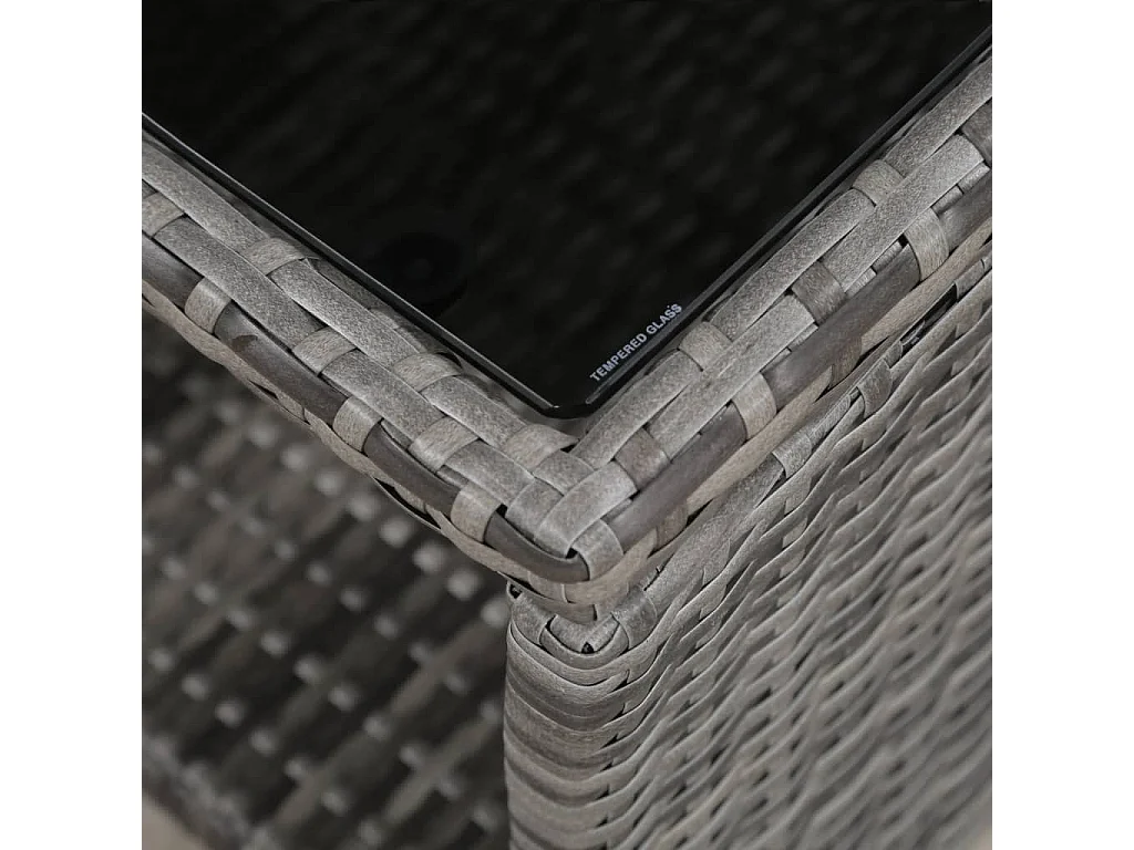 3-tlg. Bistro-Set mit Auflagen Poly Rattan Grau