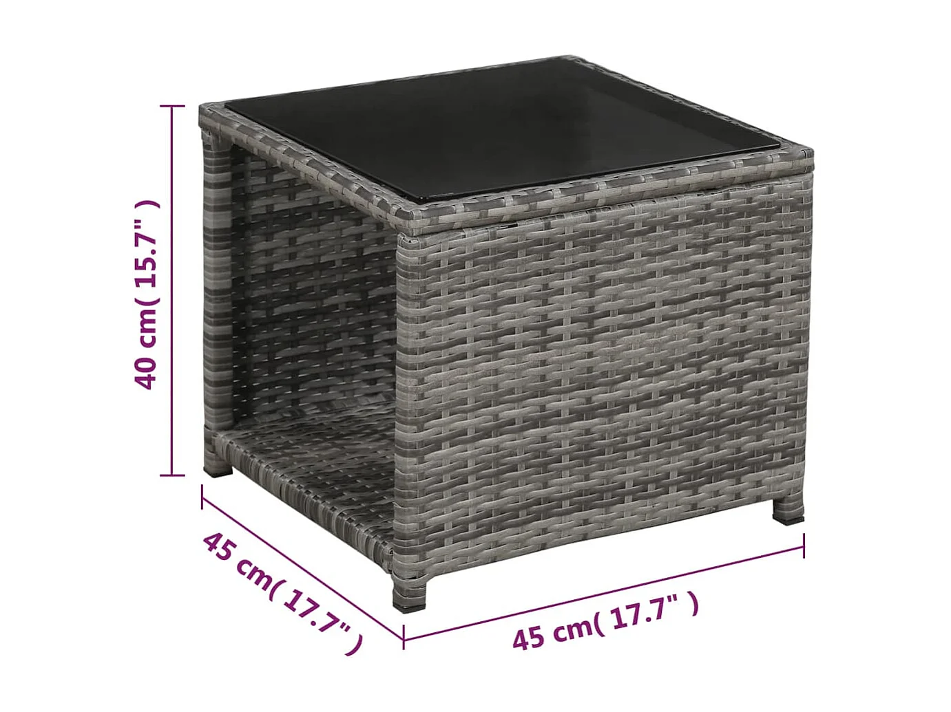 3-tlg. Bistro-Set mit Auflagen Poly Rattan Grau