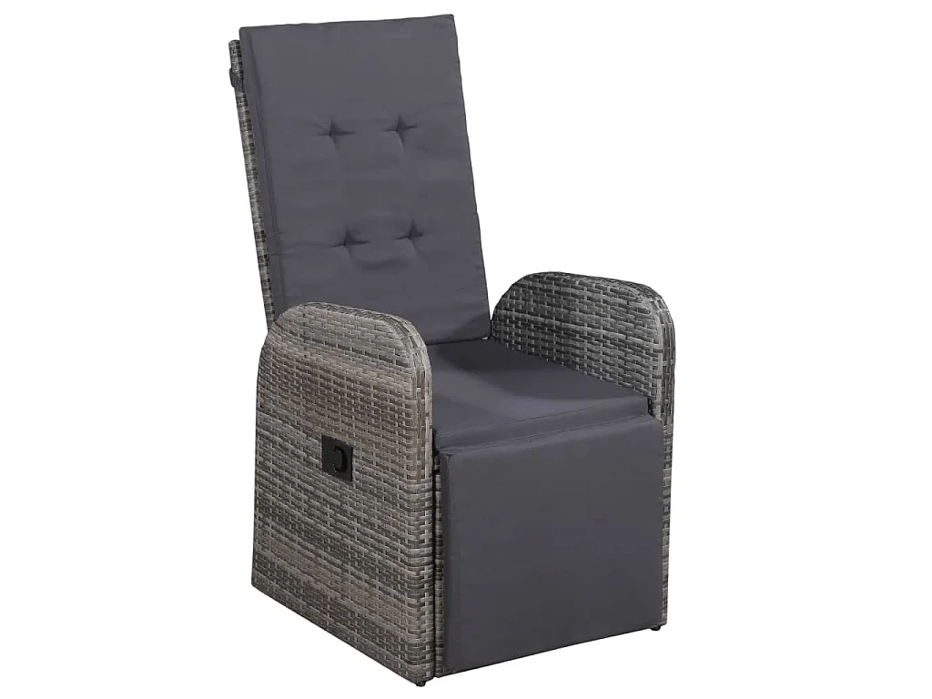 3-tlg. Bistro-Set mit Auflagen Poly Rattan Grau