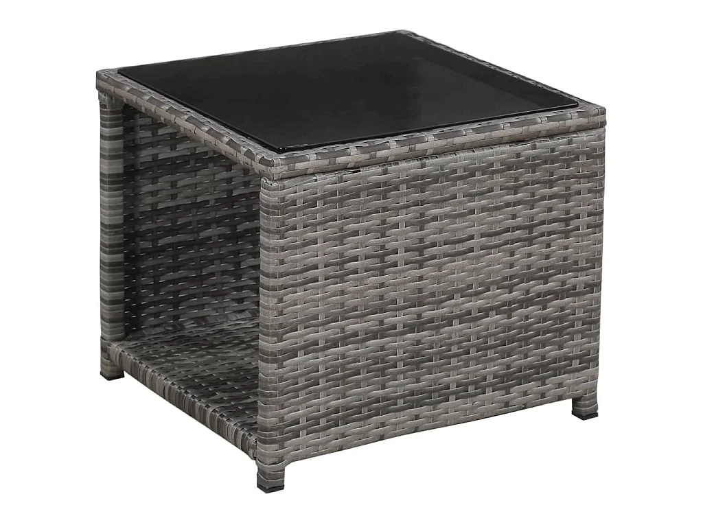 3-tlg. Bistro-Set mit Auflagen Poly Rattan Grau