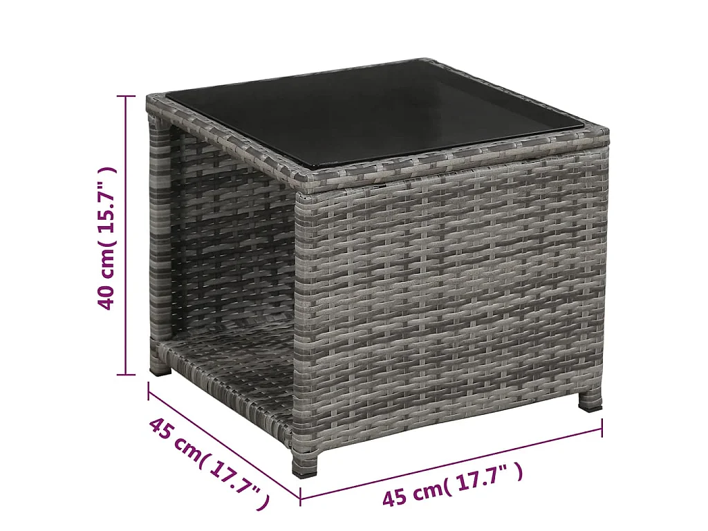 3-tlg. Bistro-Set mit Auflagen Poly Rattan Grau