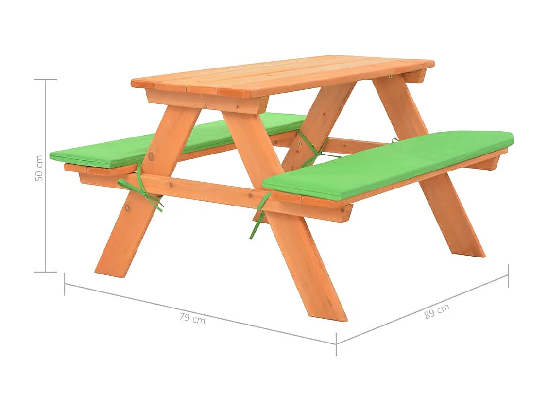Kinder-Picknicktisch mit Bänken 89×79×50 cm Massivholz Tanne
