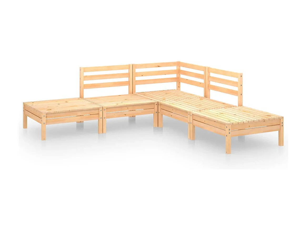 5-tlg. Garten-Lounge-Set Massivholz Kiefer