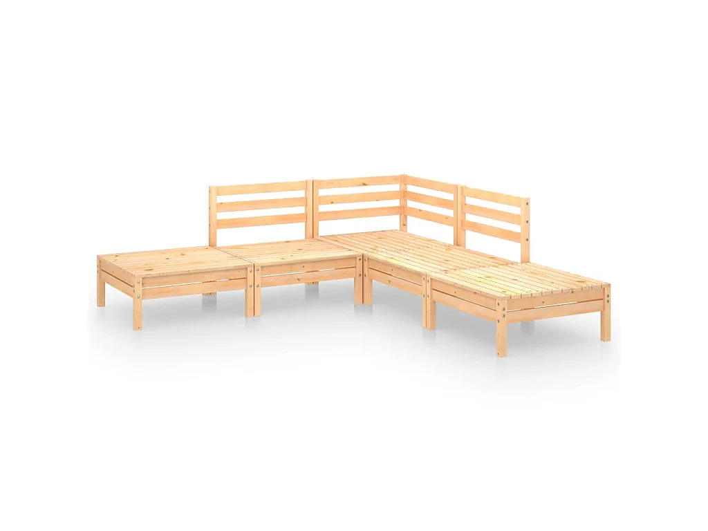 Set Salotto da Giardino 5 pz in Legno Massello di Pino
