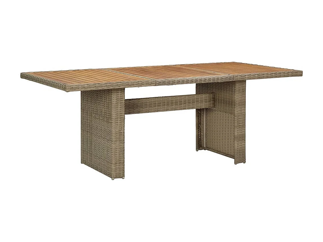 7 pcs conjunto de jantar para jardim vime PE castanho