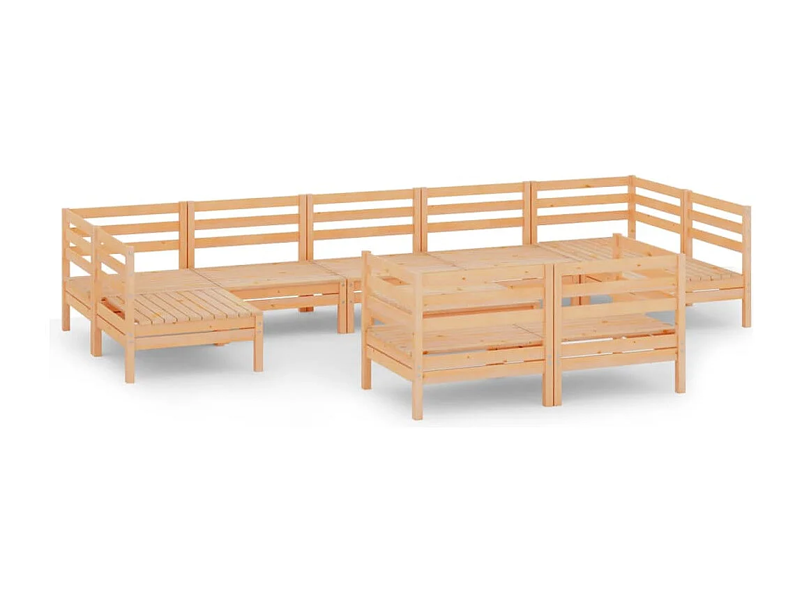 Salon de jardin 10 pcs Bois de pin massif