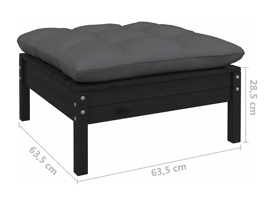 9-delige Loungeset met kussens massief grenenhout