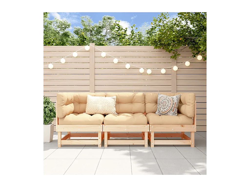 Salon de jardin 3 pcs bois massif de pin