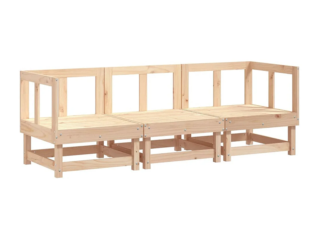3-tlg. Garten-Lounge-Set Massivholz Kiefer