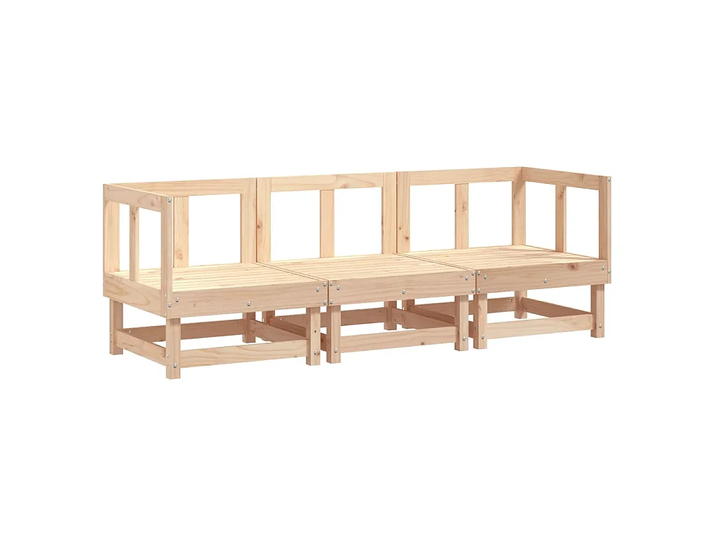 Set Salotto da Giardino 3 pz in Legno Massello di Pino