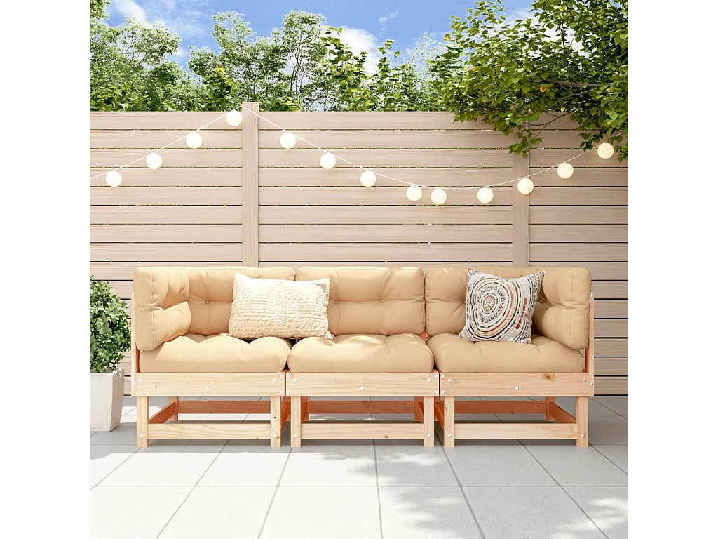 Set Salotto da Giardino 3 pz in Legno Massello di Pino