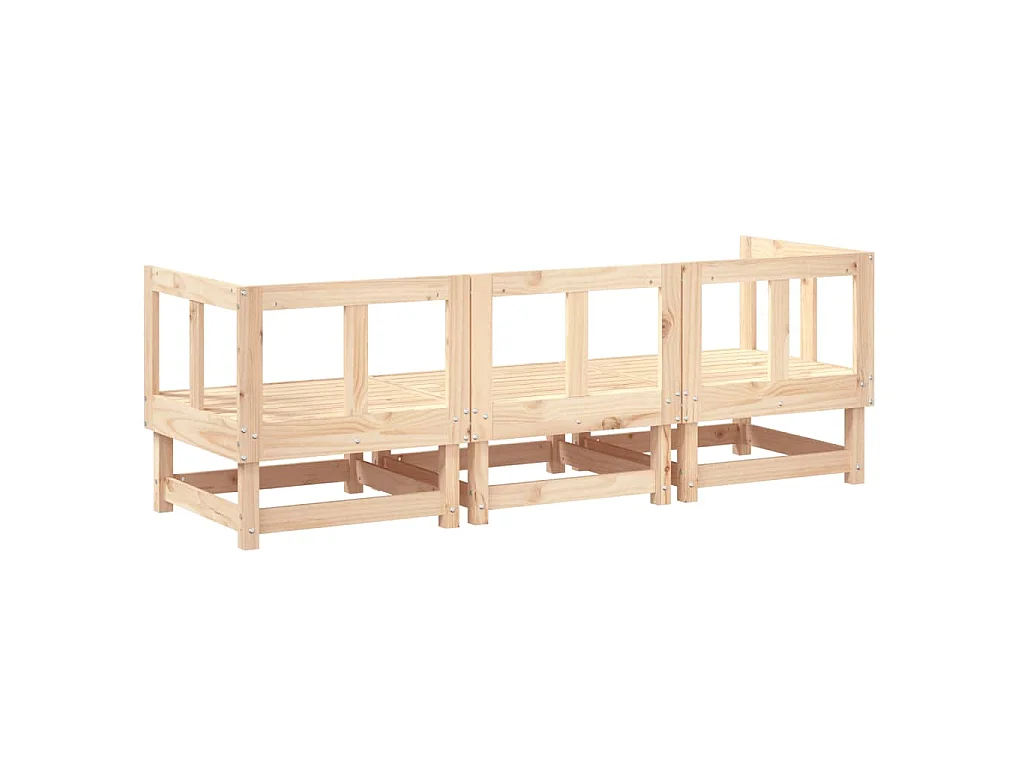 Set Salotto da Giardino 3 pz in Legno Massello di Pino