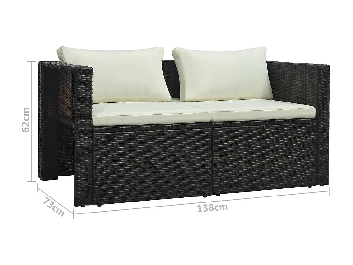 6-tlg. Garten-Lounge-Set mit Auflagen Poly Rattan Braun