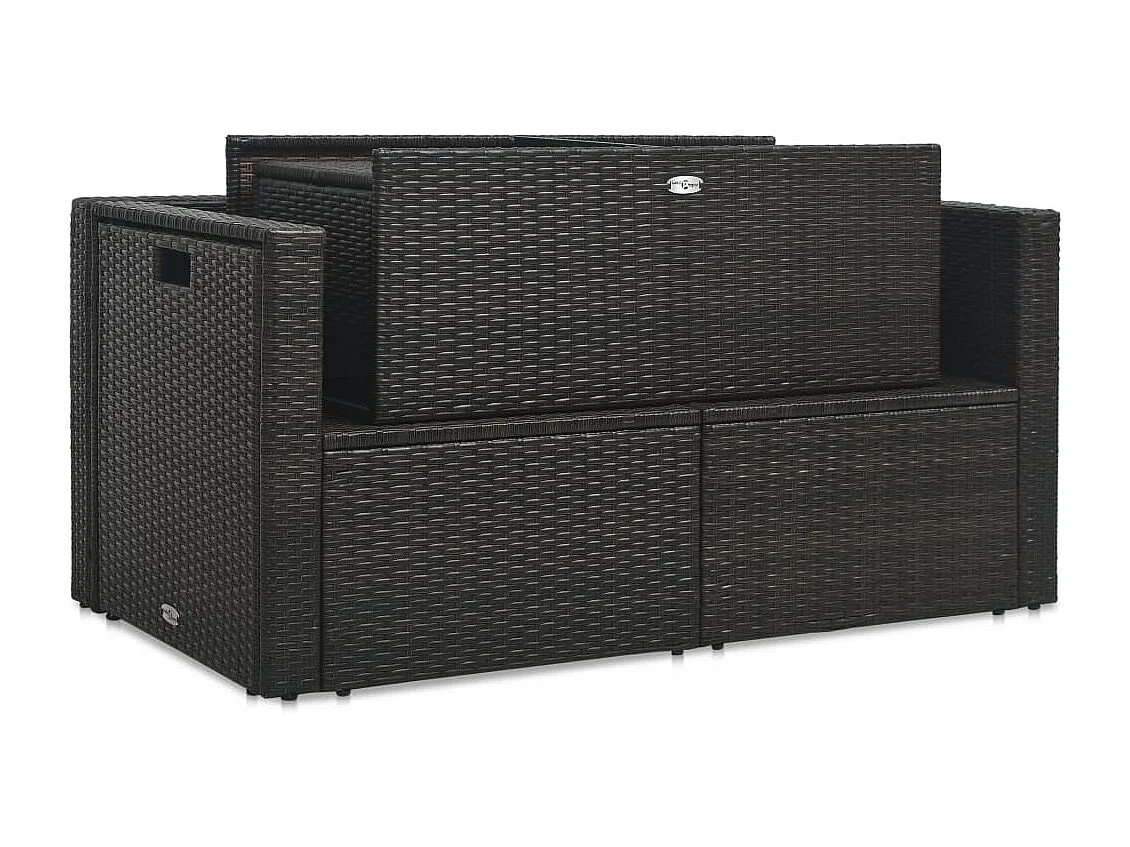 6-tlg. Garten-Lounge-Set mit Auflagen Poly Rattan Braun