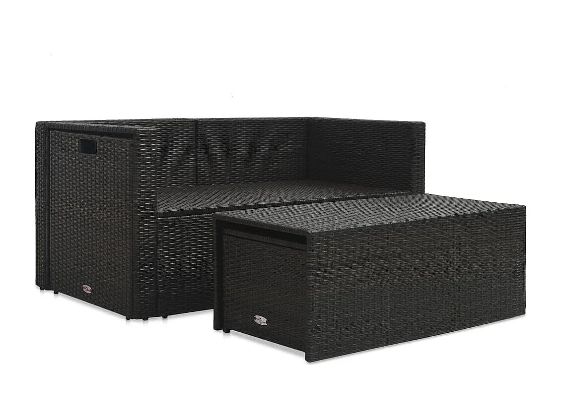 6-tlg. Garten-Lounge-Set mit Auflagen Poly Rattan Braun